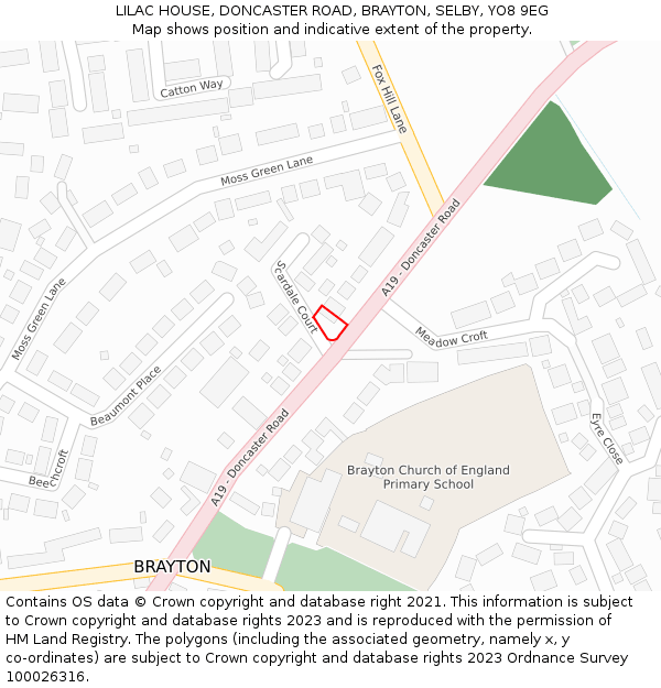 LILAC HOUSE, DONCASTER ROAD, BRAYTON, SELBY, YO8 9EG: Location map and indicative extent of plot