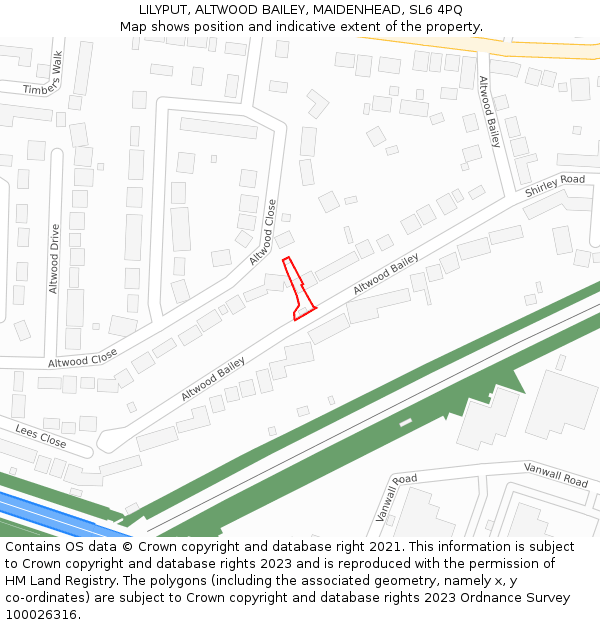 LILYPUT, ALTWOOD BAILEY, MAIDENHEAD, SL6 4PQ: Location map and indicative extent of plot