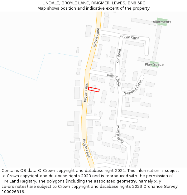 LINDALE, BROYLE LANE, RINGMER, LEWES, BN8 5PG: Location map and indicative extent of plot