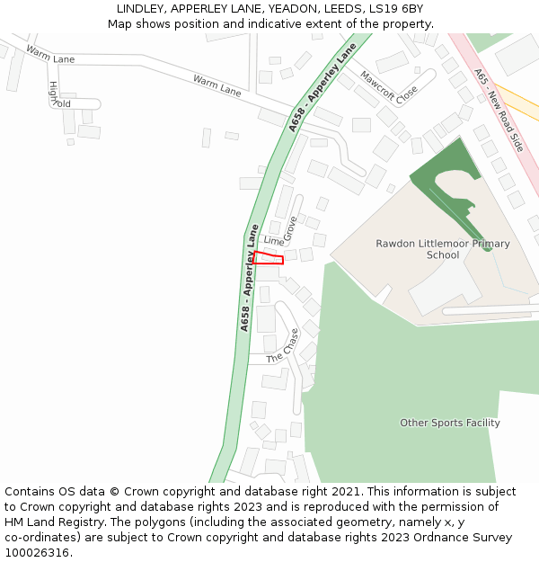 LINDLEY, APPERLEY LANE, YEADON, LEEDS, LS19 6BY: Location map and indicative extent of plot