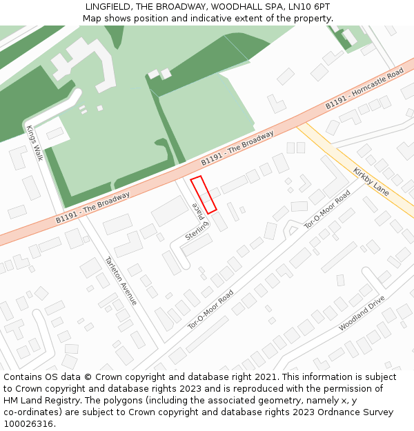 LINGFIELD, THE BROADWAY, WOODHALL SPA, LN10 6PT: Location map and indicative extent of plot