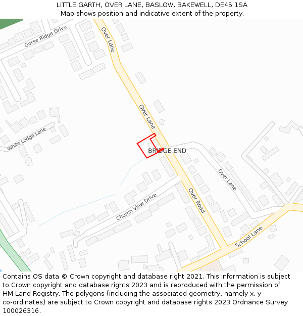 LITTLE GARTH, OVER LANE, BASLOW, BAKEWELL, DE45 1SA: Location map and indicative extent of plot