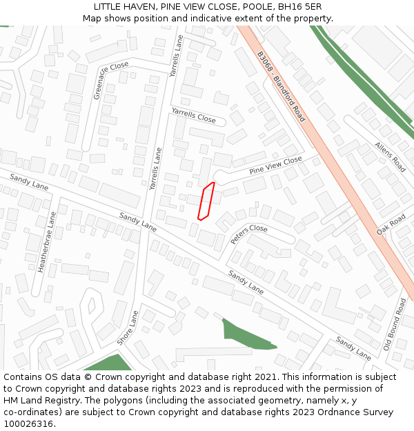 LITTLE HAVEN, PINE VIEW CLOSE, POOLE, BH16 5ER: Location map and indicative extent of plot