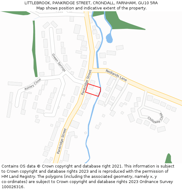 LITTLEBROOK, PANKRIDGE STREET, CRONDALL, FARNHAM, GU10 5RA: Location map and indicative extent of plot
