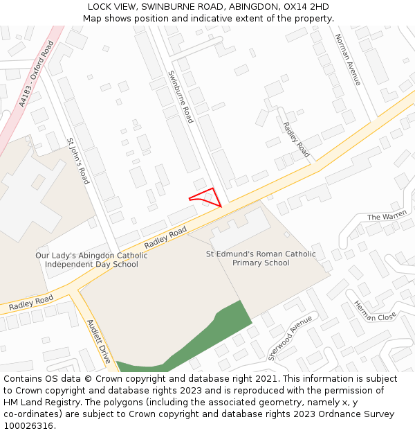 LOCK VIEW, SWINBURNE ROAD, ABINGDON, OX14 2HD: Location map and indicative extent of plot