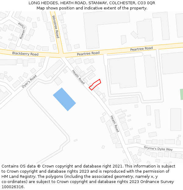 LONG HEDGES, HEATH ROAD, STANWAY, COLCHESTER, CO3 0QR: Location map and indicative extent of plot