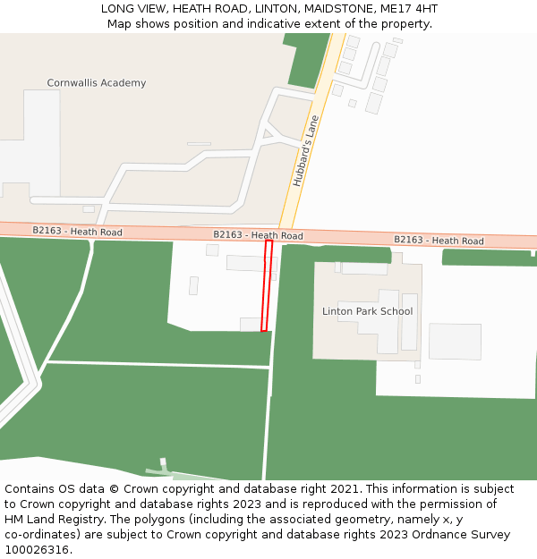 LONG VIEW, HEATH ROAD, LINTON, MAIDSTONE, ME17 4HT: Location map and indicative extent of plot