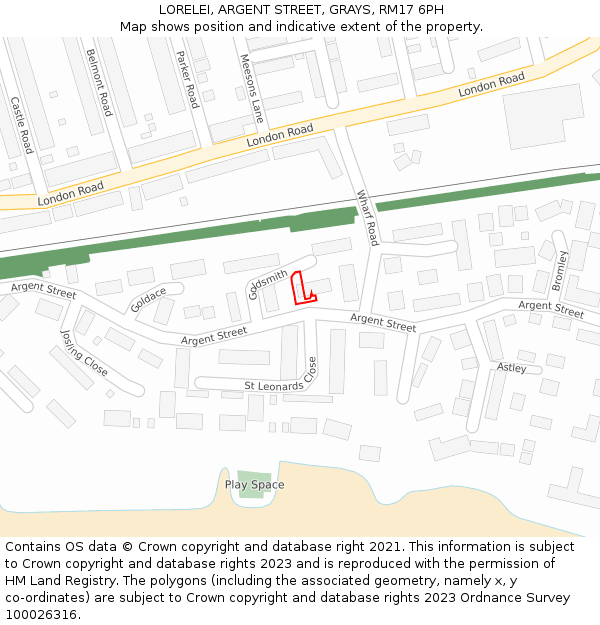 LORELEI, ARGENT STREET, GRAYS, RM17 6PH: Location map and indicative extent of plot