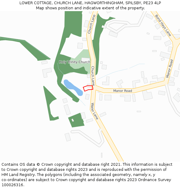 LOWER COTTAGE, CHURCH LANE, HAGWORTHINGHAM, SPILSBY, PE23 4LP: Location map and indicative extent of plot