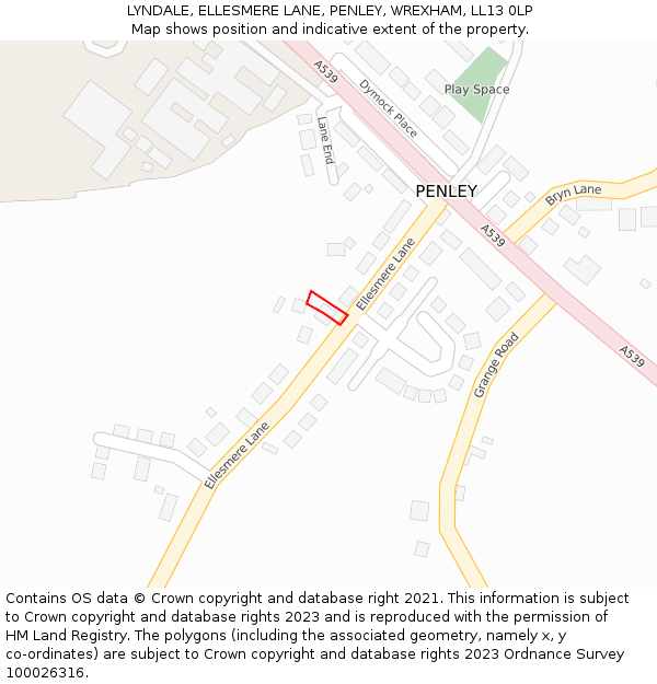 LYNDALE, ELLESMERE LANE, PENLEY, WREXHAM, LL13 0LP: Location map and indicative extent of plot