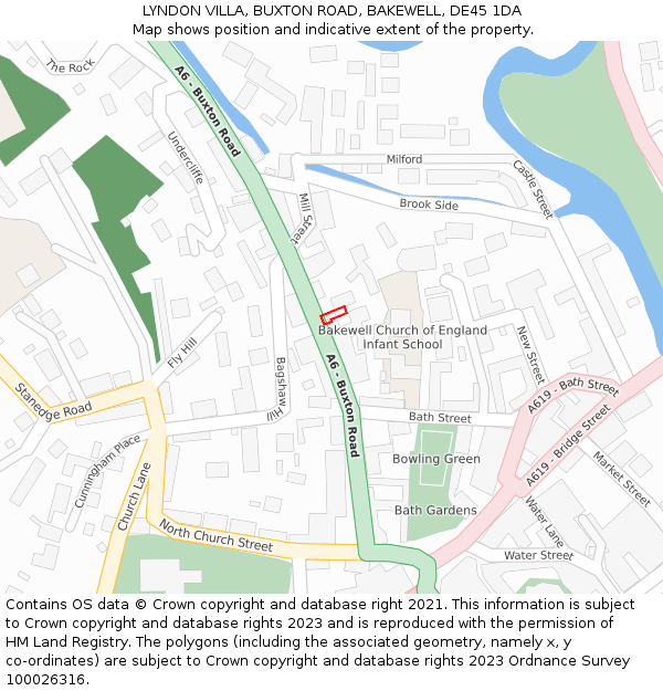 LYNDON VILLA, BUXTON ROAD, BAKEWELL, DE45 1DA: Location map and indicative extent of plot
