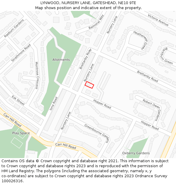LYNWOOD, NURSERY LANE, GATESHEAD, NE10 9TE: Location map and indicative extent of plot