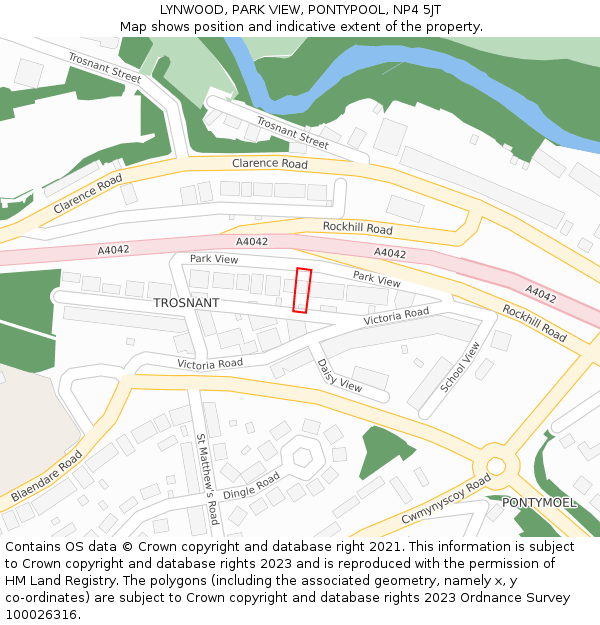 LYNWOOD, PARK VIEW, PONTYPOOL, NP4 5JT: Location map and indicative extent of plot