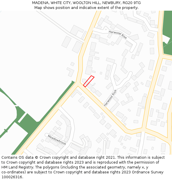 MADENA, WHITE CITY, WOOLTON HILL, NEWBURY, RG20 9TG: Location map and indicative extent of plot