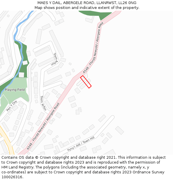 MAES Y DAIL, ABERGELE ROAD, LLANRWST, LL26 0NG: Location map and indicative extent of plot