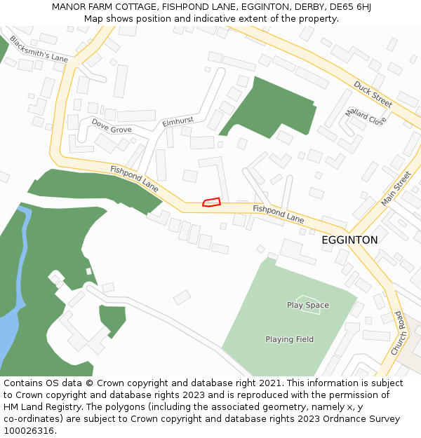 MANOR FARM COTTAGE, FISHPOND LANE, EGGINTON, DERBY, DE65 6HJ: Location map and indicative extent of plot