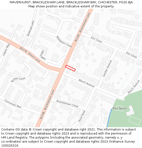 MAVERHURST, BRACKLESHAM LANE, BRACKLESHAM BAY, CHICHESTER, PO20 8JA: Location map and indicative extent of plot