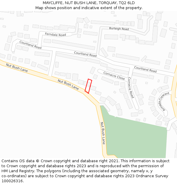MAYCLIFFE, NUT BUSH LANE, TORQUAY, TQ2 6LD: Location map and indicative extent of plot