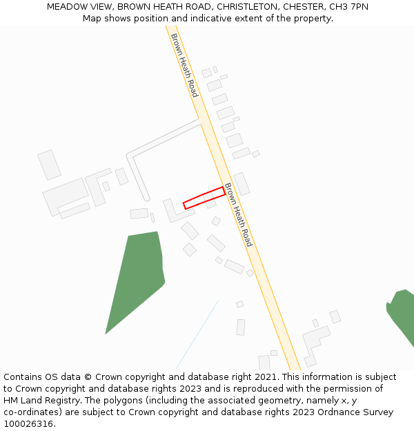 MEADOW VIEW, BROWN HEATH ROAD, CHRISTLETON, CHESTER, CH3 7PN: Location map and indicative extent of plot
