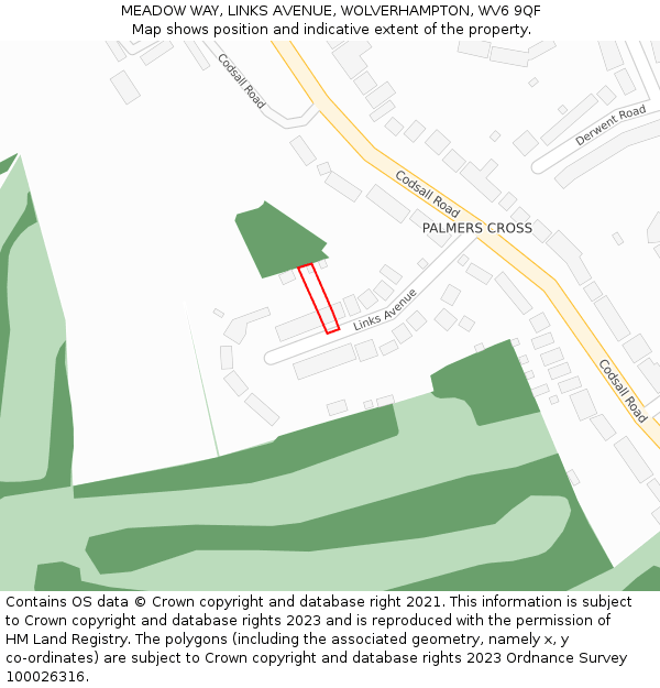 MEADOW WAY, LINKS AVENUE, WOLVERHAMPTON, WV6 9QF: Location map and indicative extent of plot