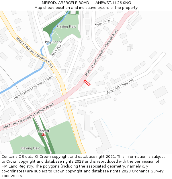 MEIFOD, ABERGELE ROAD, LLANRWST, LL26 0NG: Location map and indicative extent of plot