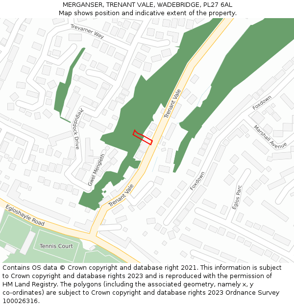 MERGANSER, TRENANT VALE, WADEBRIDGE, PL27 6AL: Location map and indicative extent of plot