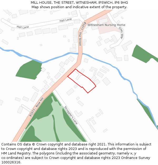 MILL HOUSE, THE STREET, WITNESHAM, IPSWICH, IP6 9HG: Location map and indicative extent of plot