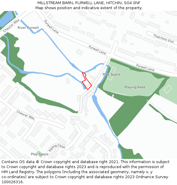 MILLSTREAM BARN, PURWELL LANE, HITCHIN, SG4 0NF: Location map and indicative extent of plot