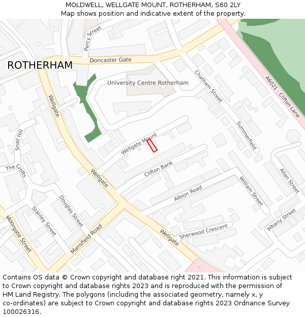 MOLDWELL, WELLGATE MOUNT, ROTHERHAM, S60 2LY: Location map and indicative extent of plot