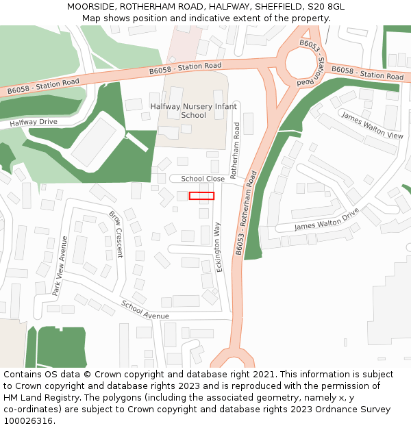 MOORSIDE, ROTHERHAM ROAD, HALFWAY, SHEFFIELD, S20 8GL: Location map and indicative extent of plot