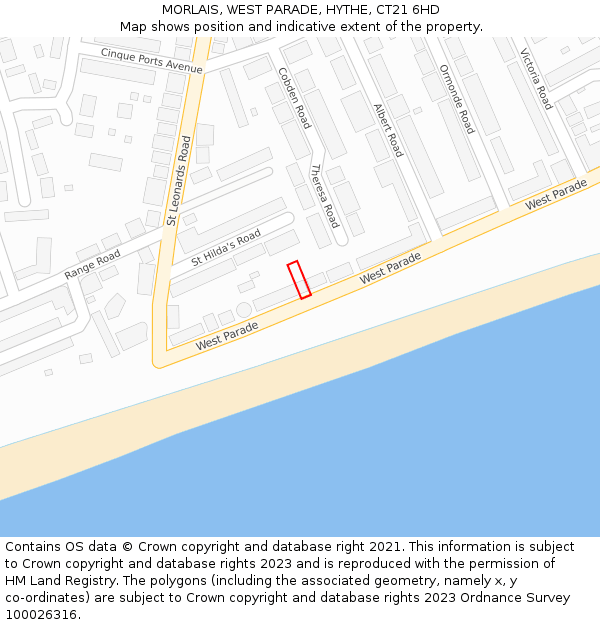 MORLAIS, WEST PARADE, HYTHE, CT21 6HD: Location map and indicative extent of plot