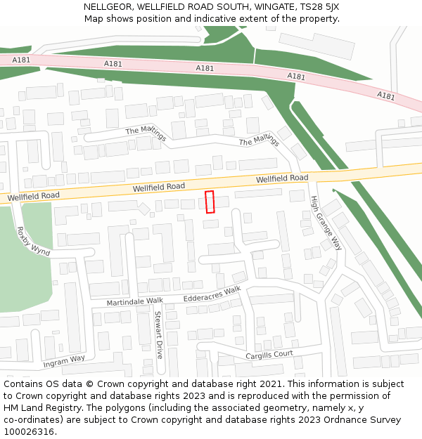 NELLGEOR, WELLFIELD ROAD SOUTH, WINGATE, TS28 5JX: Location map and indicative extent of plot
