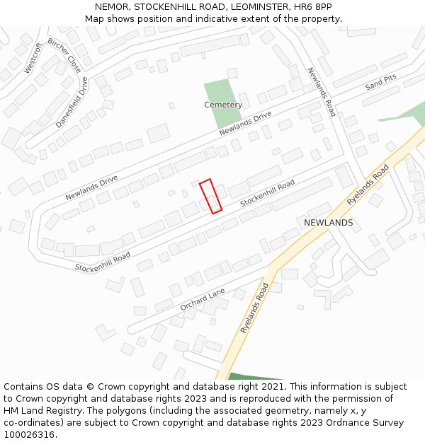 NEMOR, STOCKENHILL ROAD, LEOMINSTER, HR6 8PP: Location map and indicative extent of plot