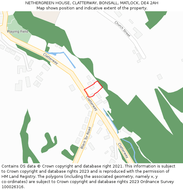 NETHERGREEN HOUSE, CLATTERWAY, BONSALL, MATLOCK, DE4 2AH: Location map and indicative extent of plot