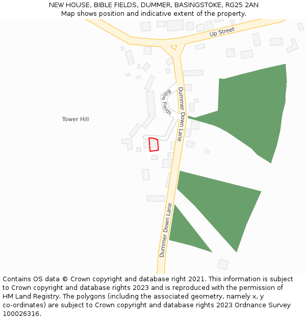 NEW HOUSE, BIBLE FIELDS, DUMMER, BASINGSTOKE, RG25 2AN: Location map and indicative extent of plot