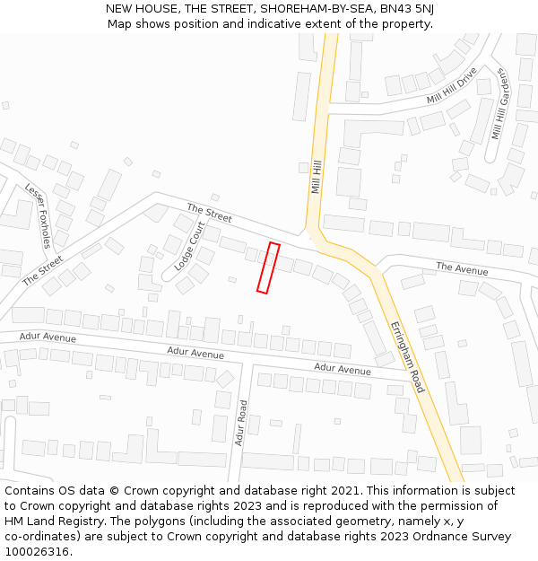 NEW HOUSE, THE STREET, SHOREHAM-BY-SEA, BN43 5NJ: Location map and indicative extent of plot