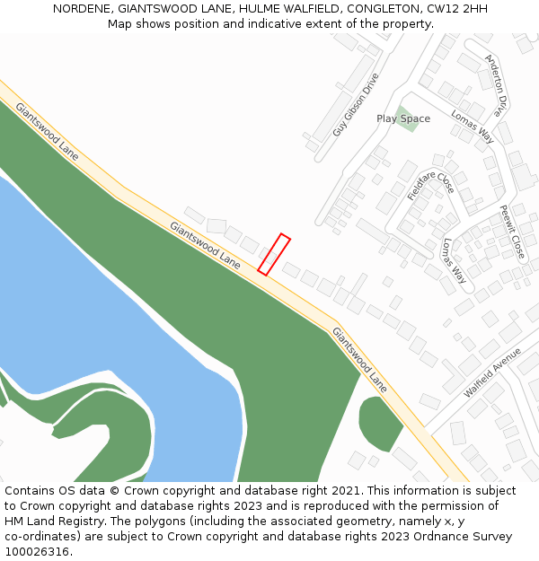 NORDENE, GIANTSWOOD LANE, HULME WALFIELD, CONGLETON, CW12 2HH: Location map and indicative extent of plot