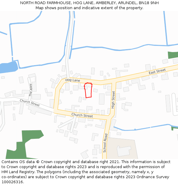 NORTH ROAD FARMHOUSE, HOG LANE, AMBERLEY, ARUNDEL, BN18 9NH: Location map and indicative extent of plot