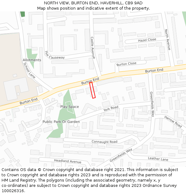 NORTH VIEW, BURTON END, HAVERHILL, CB9 9AD: Location map and indicative extent of plot