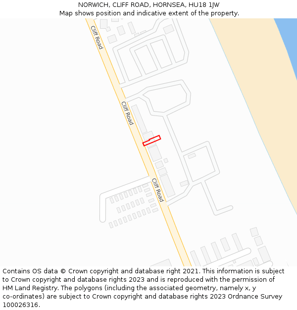 NORWICH, CLIFF ROAD, HORNSEA, HU18 1JW: Location map and indicative extent of plot