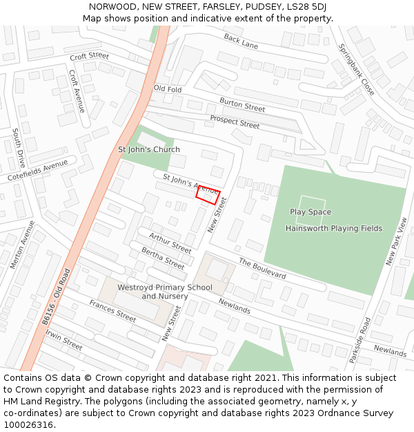 NORWOOD, NEW STREET, FARSLEY, PUDSEY, LS28 5DJ: Location map and indicative extent of plot