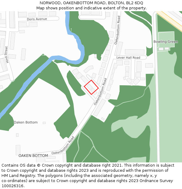 NORWOOD, OAKENBOTTOM ROAD, BOLTON, BL2 6DQ: Location map and indicative extent of plot