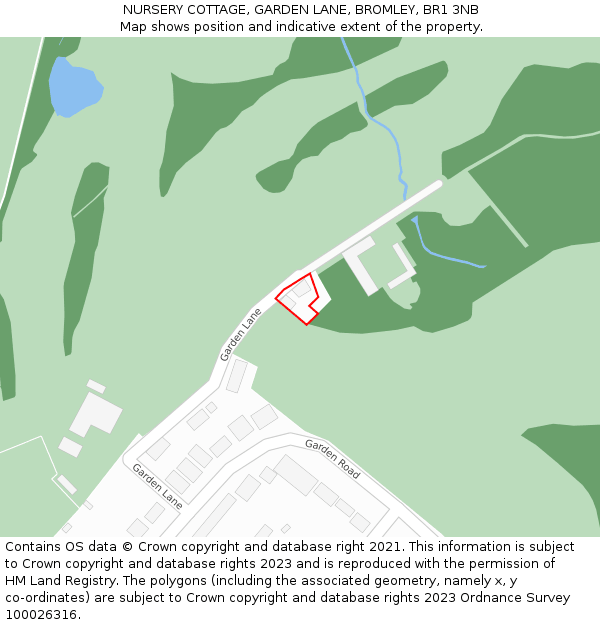 NURSERY COTTAGE, GARDEN LANE, BROMLEY, BR1 3NB: Location map and indicative extent of plot