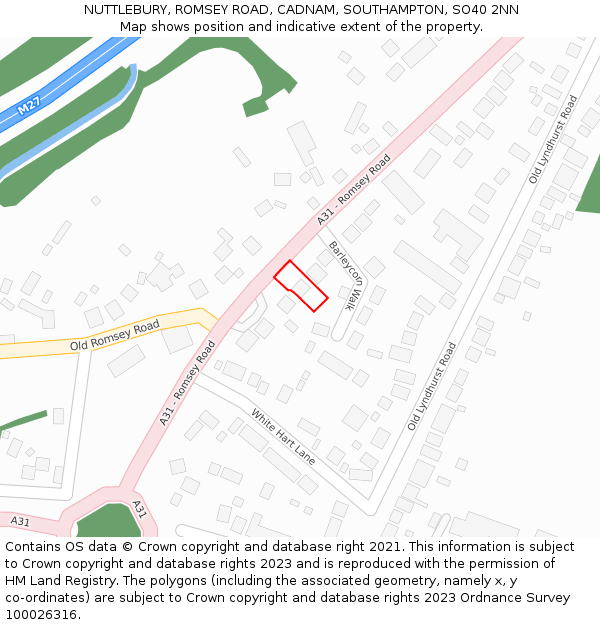 NUTTLEBURY, ROMSEY ROAD, CADNAM, SOUTHAMPTON, SO40 2NN: Location map and indicative extent of plot