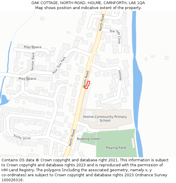 OAK COTTAGE, NORTH ROAD, HOLME, CARNFORTH, LA6 1QA: Location map and indicative extent of plot