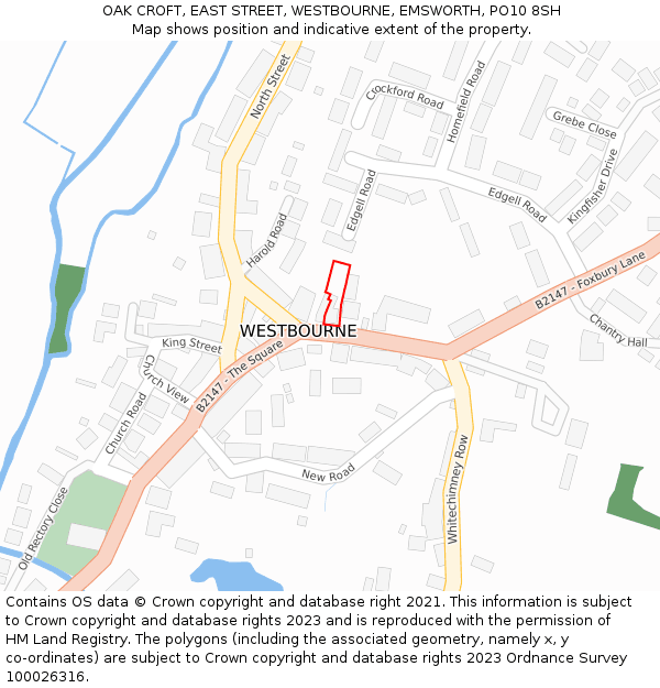 OAK CROFT, EAST STREET, WESTBOURNE, EMSWORTH, PO10 8SH: Location map and indicative extent of plot
