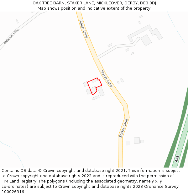 OAK TREE BARN, STAKER LANE, MICKLEOVER, DERBY, DE3 0DJ: Location map and indicative extent of plot