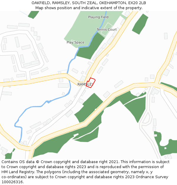 OAKFIELD, RAMSLEY, SOUTH ZEAL, OKEHAMPTON, EX20 2LB: Location map and indicative extent of plot