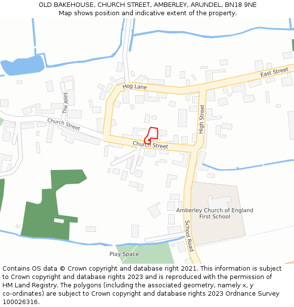 OLD BAKEHOUSE, CHURCH STREET, AMBERLEY, ARUNDEL, BN18 9NE: Location map and indicative extent of plot