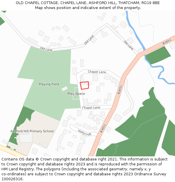 OLD CHAPEL COTTAGE, CHAPEL LANE, ASHFORD HILL, THATCHAM, RG19 8BE: Location map and indicative extent of plot